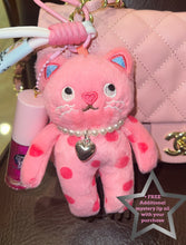 Load image into Gallery viewer, Polka Pink Kat lippie Bag Charm
