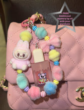 Load image into Gallery viewer, flocked pink bubu lippie bag charm
